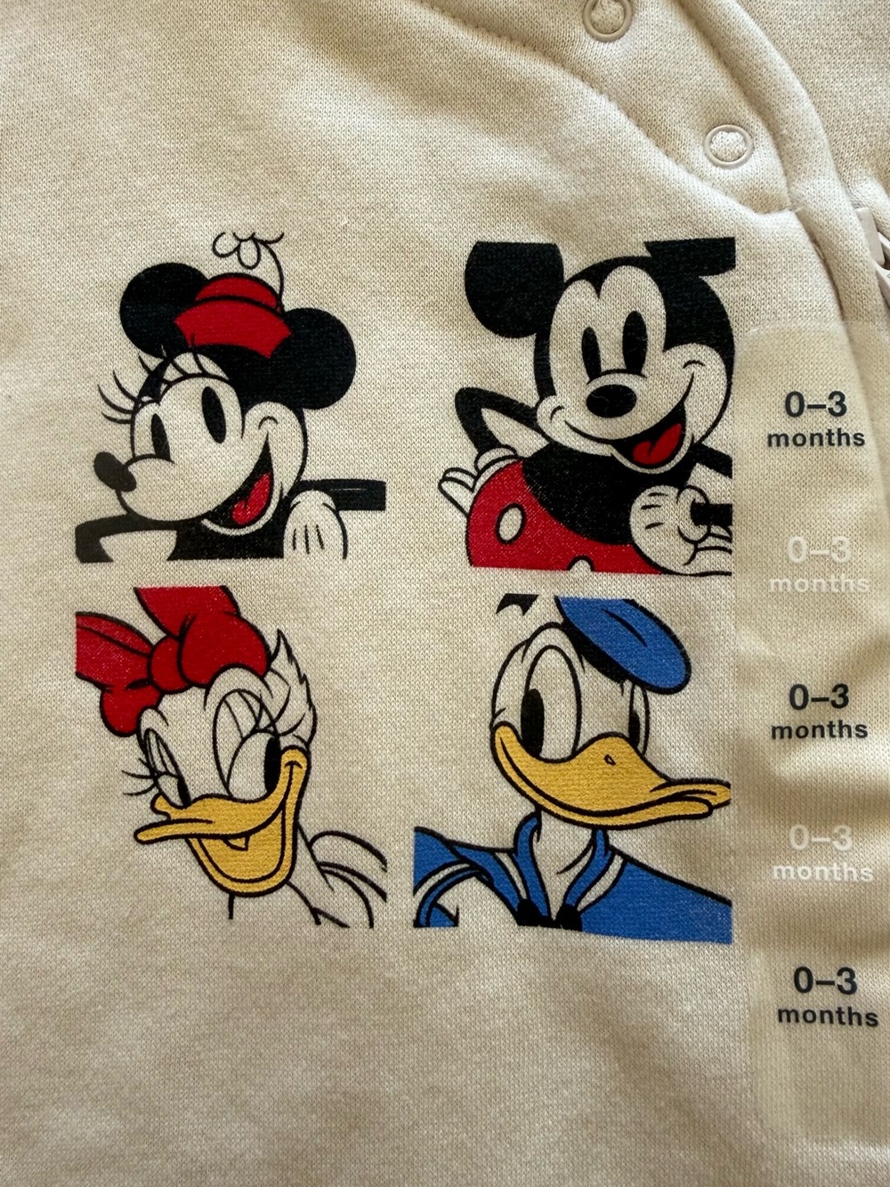 Disney Cream Baby Onesie with Red, Blue, Yellow Accents
